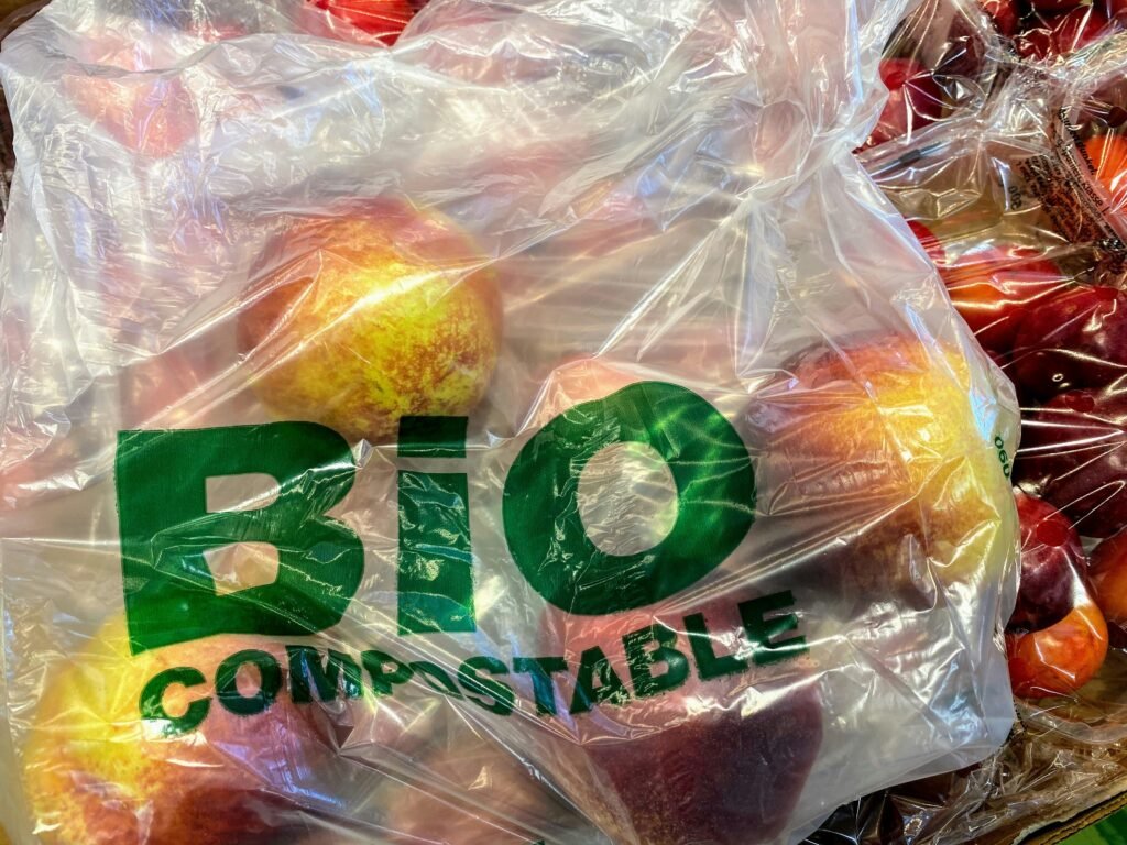 fruit waste in compostable bag